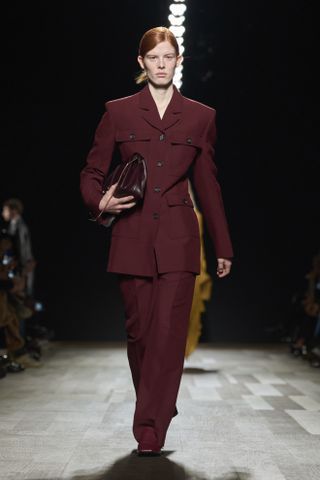 Ferragamo F/W 24 runway, burgundy