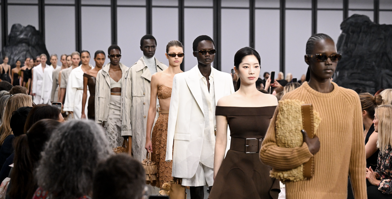 Models on the runway at Michael Kors RTW Spring 2025 as part of New York Ready to Wear Fashion Week held at The Shed on September 10, 2024 in New York, New York. 