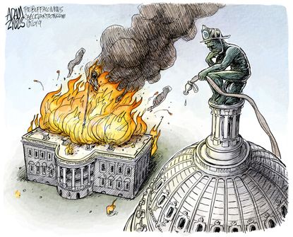 Political Cartoon U.S. Trump impeachment white house mueller report no collusion