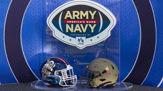 Army vs Navy 2022 helmets display