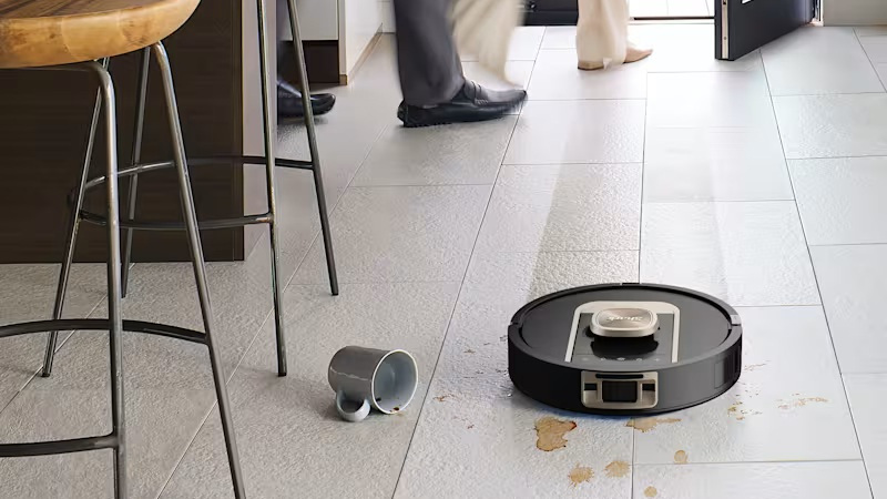 Shark PowerDetect&amp;trade; ThermaCharged Robot Vacuum &amp;amp; Mop on floor