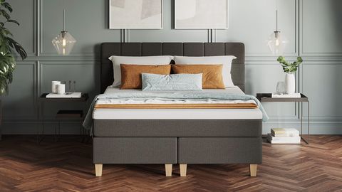 Emma Premium mattress review featuring the mattress on display in a bedroom