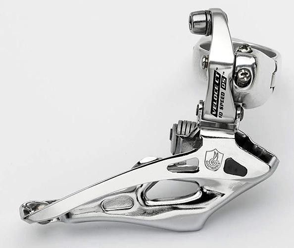 Veloce 10-speed triple front derailleur.