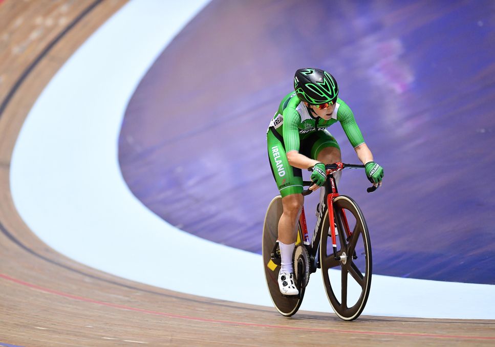 Lydia Gurley of Ireland competes in the Women's Scratch Race Final