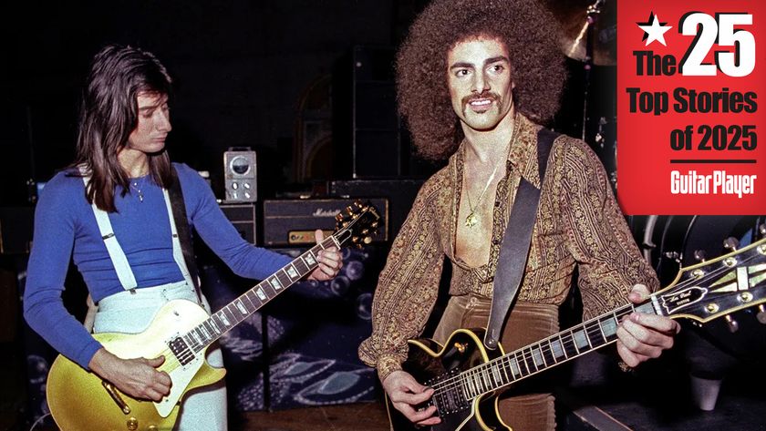 Steve Perry and Neal Schon perform with Journey at a TV show taping at the Japan Center Theater in San Francisco - January 7, 1978. 