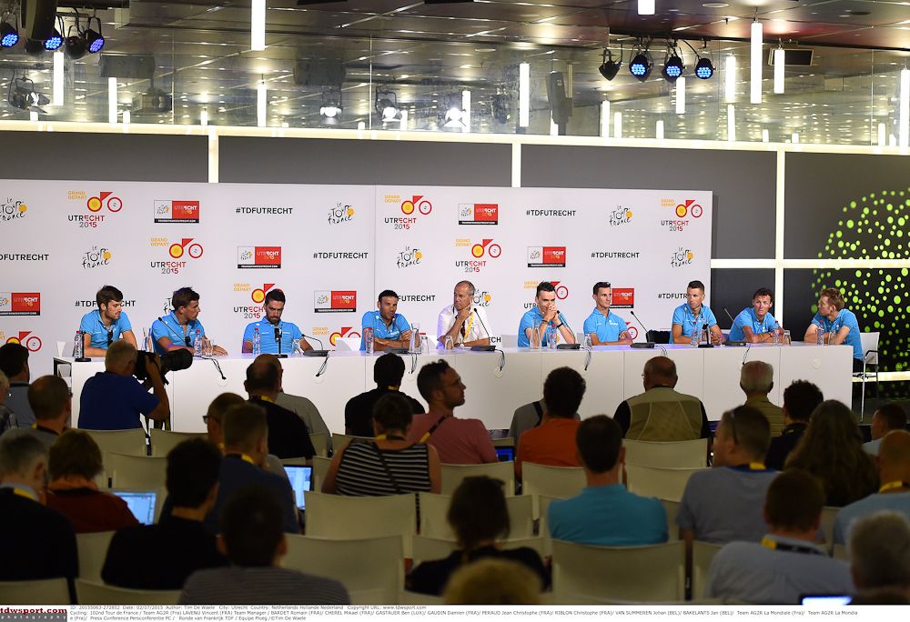 AG2R on the press conference podium.