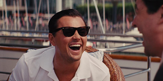 Leonardo DiCaprio laughing in The Wolf of Wall Street