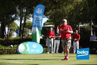 John Daly tees off at Gloria's New Course.