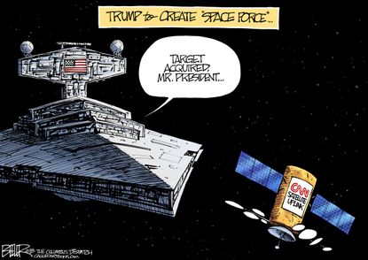 Political cartoon U.S. Trump Space Force Star Wars CNN