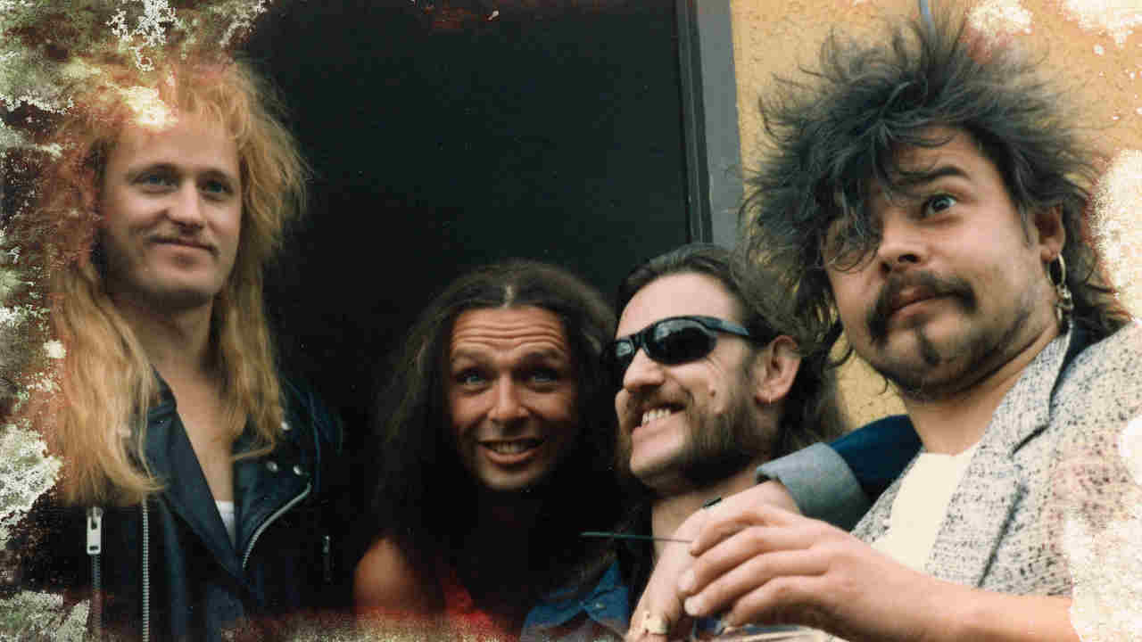 Spoof metal band Bad News with Motörhead at the 1986 Monsters Of Rock