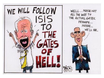 Political cartoon U.S. world Obama Biden ISIS