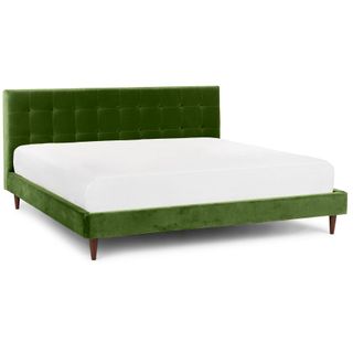 A velvet green king bed