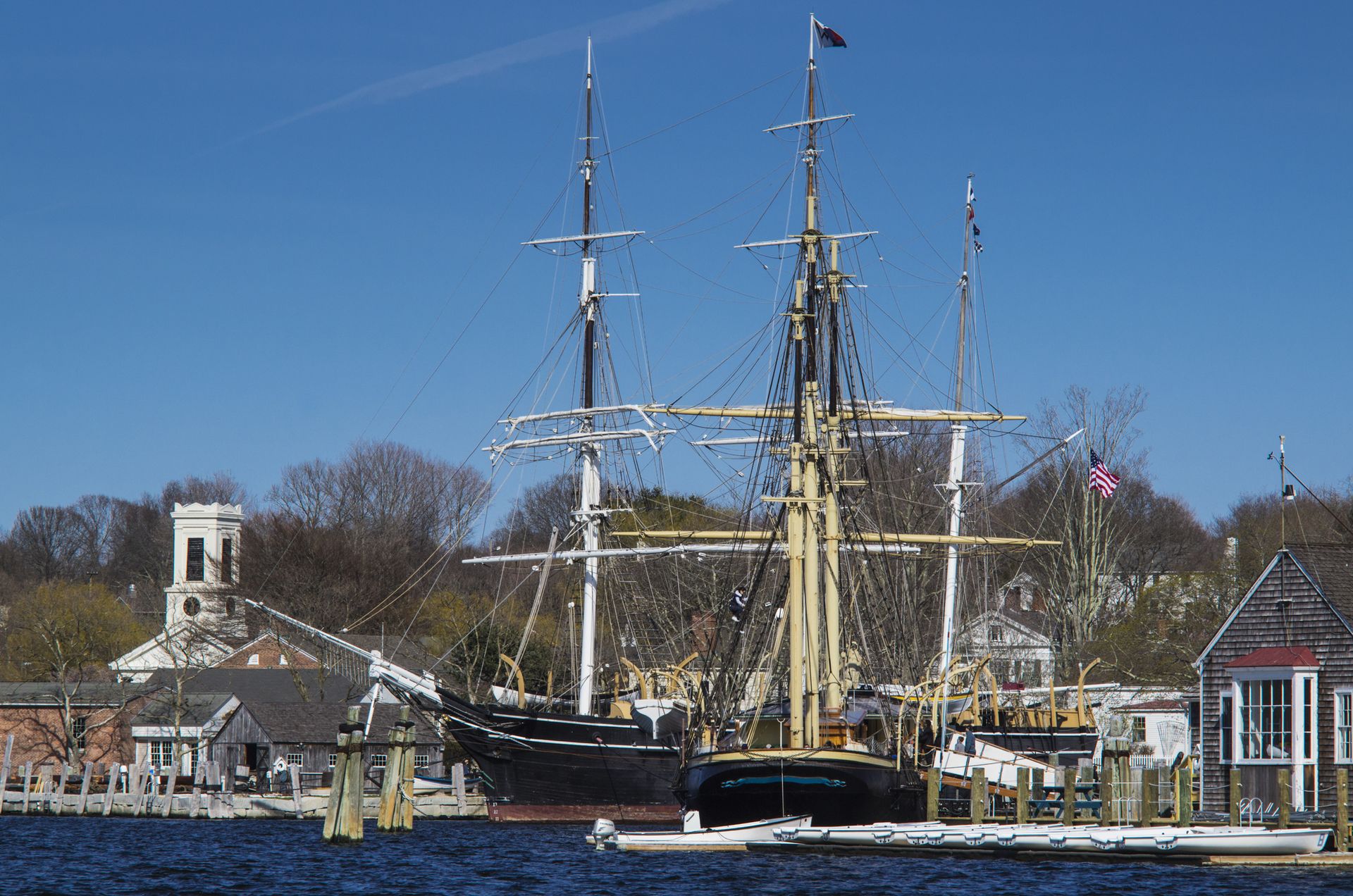 USA, Connecticut, Mystic, view of Mystic Seaport