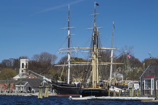 USA, Connecticut, Mystic, view of Mystic Seaport.