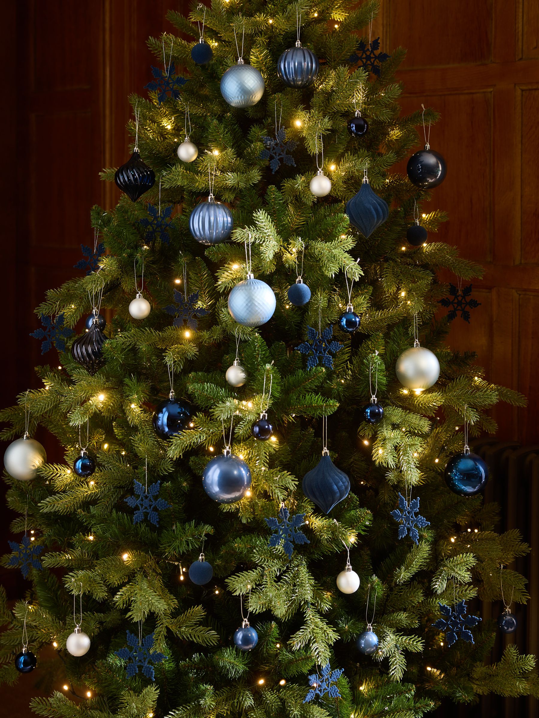50 Pack Navy Blue Frost Shatterproof Christmas Baubles - Size One