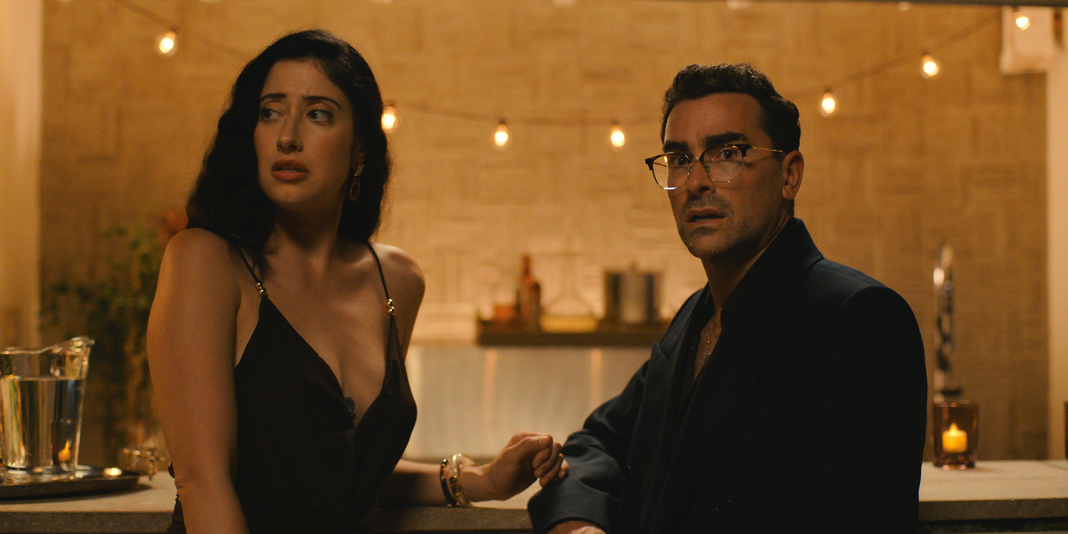 Taylor Ortega as Morgan and Dan Levy as Nicky in Episode 107 of Big Mistakes.
