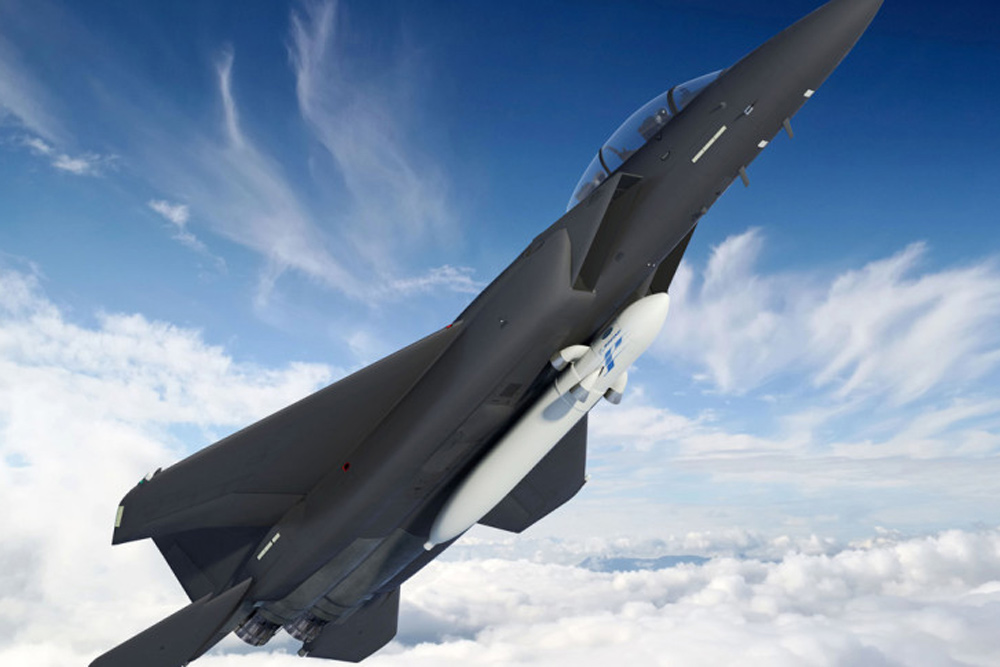 Modified F-15 fighter jet small satellite launches