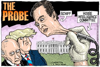 Political Cartoon U.S. Trump Putin Russia probe House Intelligence Committee Adam Schiff