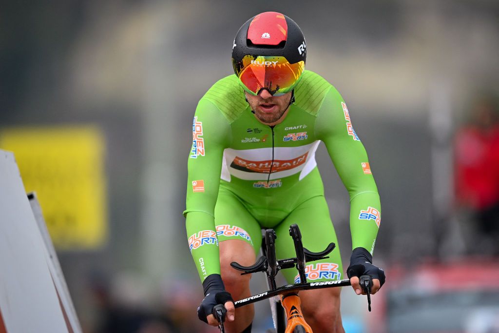 Italys Sonny Colbrelli competeds in the final stage 161 km race against the clock Fribourg to Fribourg during the Tour de Romandie UCI World Tour 2021 cycling race on May 2 2021 in Fribourg Photo by Fabrice COFFRINI AFP Photo by FABRICE COFFRINIAFP via Getty Images