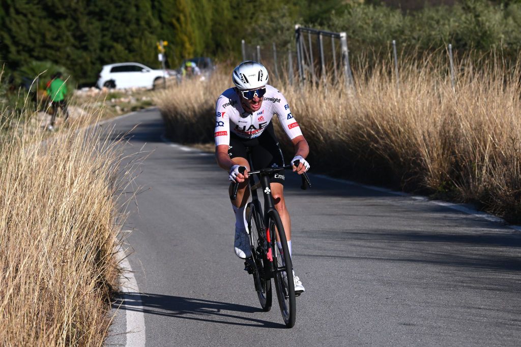 VALL D&#039;EBO, SPAIN - FEBRUARY 03: Brandon McNulty of The United States and Team UAE Emirates attacks during the 75th Volta a la Comunitat Valenciana 2024, Stage 4 a 175.2km stage from Teulada Moraira to Vall d&#039;Ebo 527m / Stage shortened by the organization to 160km / on February 03, 2024 in Vall d&#039;Ebo, Spain. (Photo by Dario Belingheri/Getty Images)