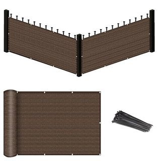 Eden's Decor Balcony Privacy Screen Cover Mesh Windscreen Weather-Resistant Uv Protection for Backyard Deck, Patio, Balcony, Pool, Porch, Fence, Railing, Gardening (brown,3'x 15')