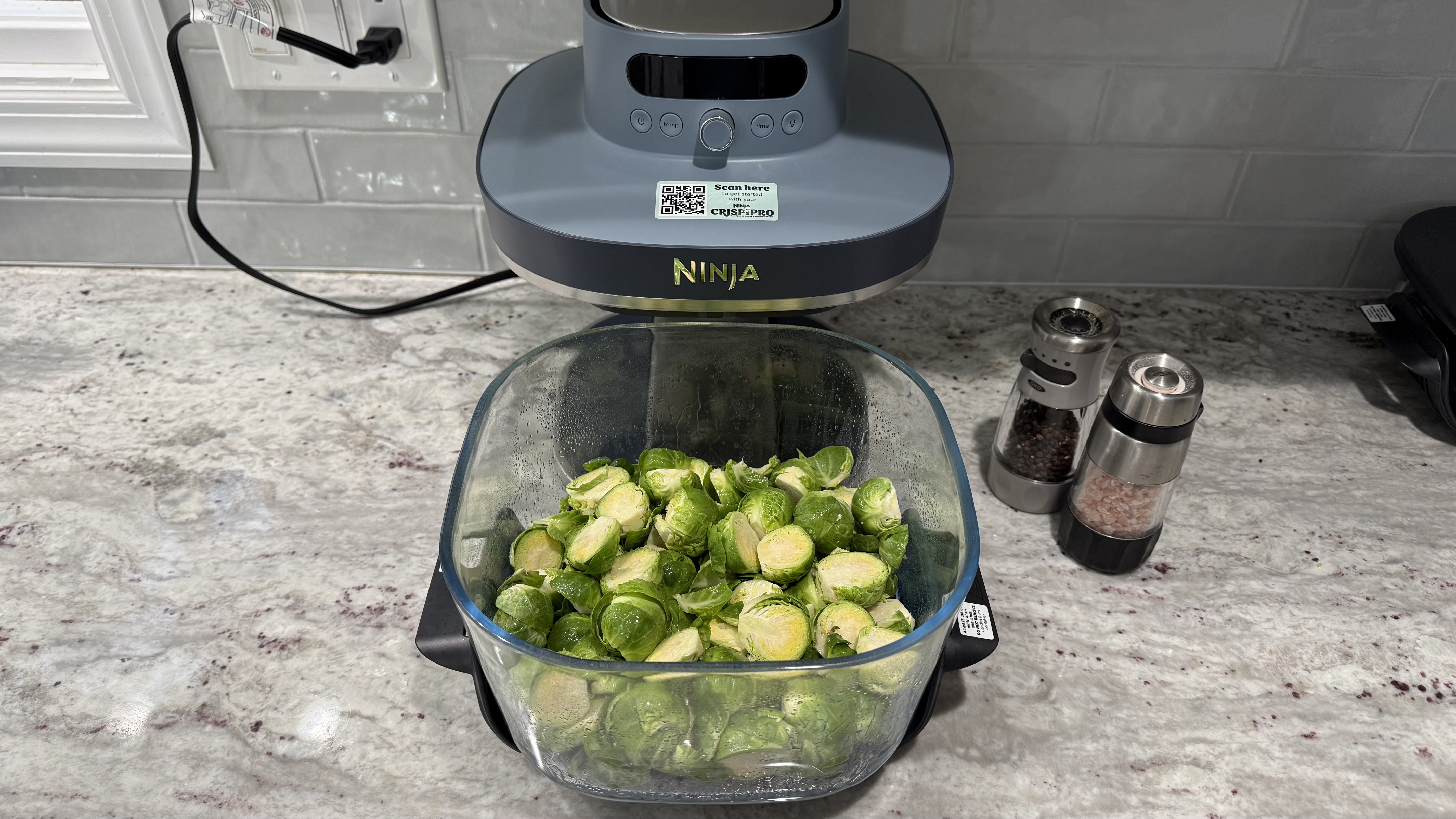 Food made in roast mode in Ninja Crispi Pro 6-in-1 Countertop Glass Air Fryer