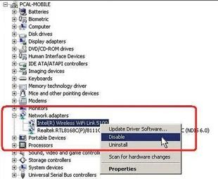 Fig. 2. In Device Manager, disable any hardware you’re not using. Onboard wireless such as WiFi and Bluetooth is particularly problematic. 