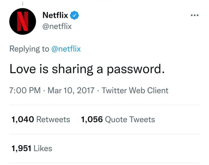 Netflix "El amor es compartir una contraseña" tweet