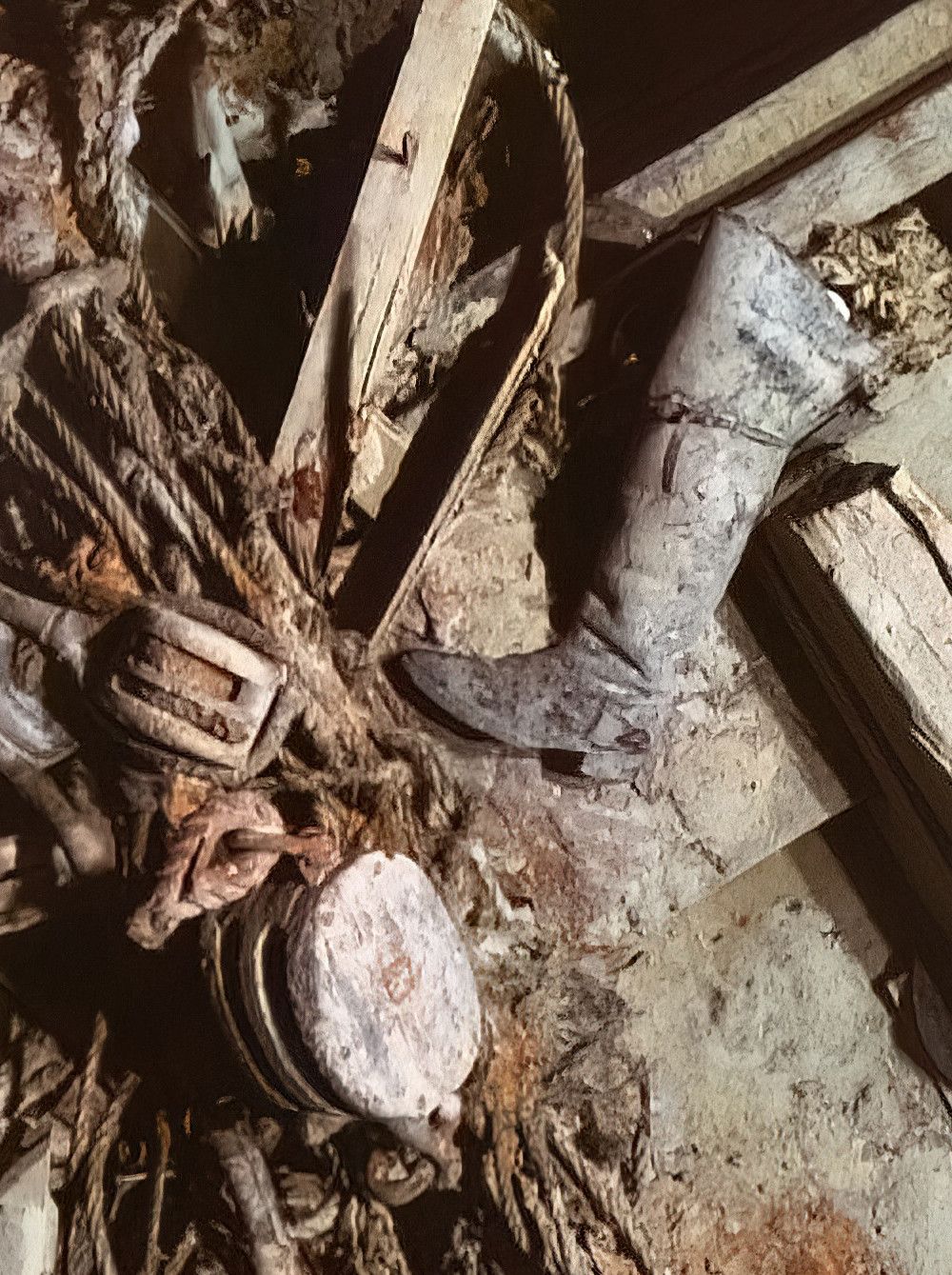 A boot among the wreckage of the Endurance.