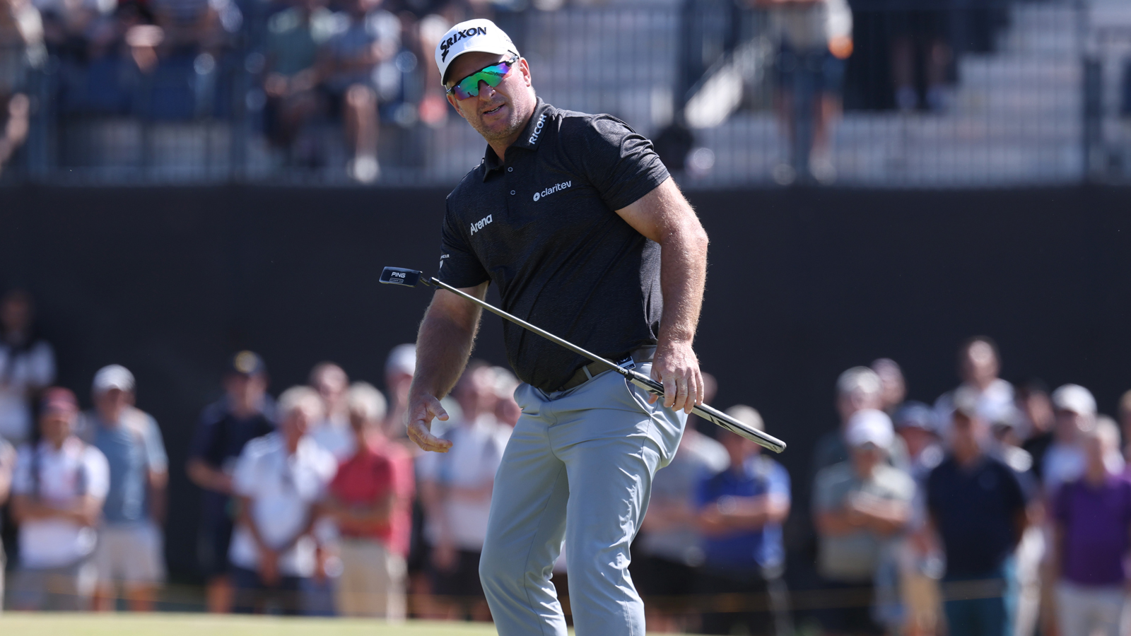 Ryan Fox reacts after a missed putt