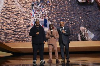 Kenan Thompson, Kevin Hart and Mike Tirico at NBCUniversal upfront