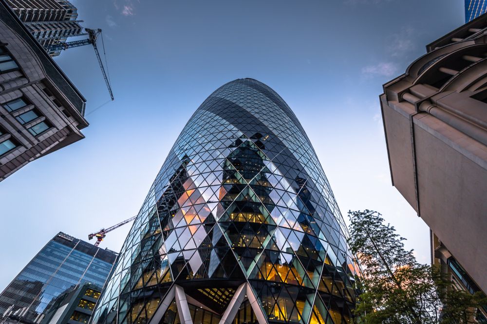 The Gherkin building in London&amp;#039;s financial sector