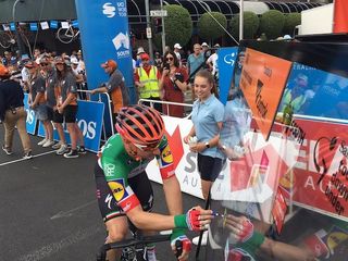 Elia Viviani signs in for the start of stage 1 at the Tour Down Under