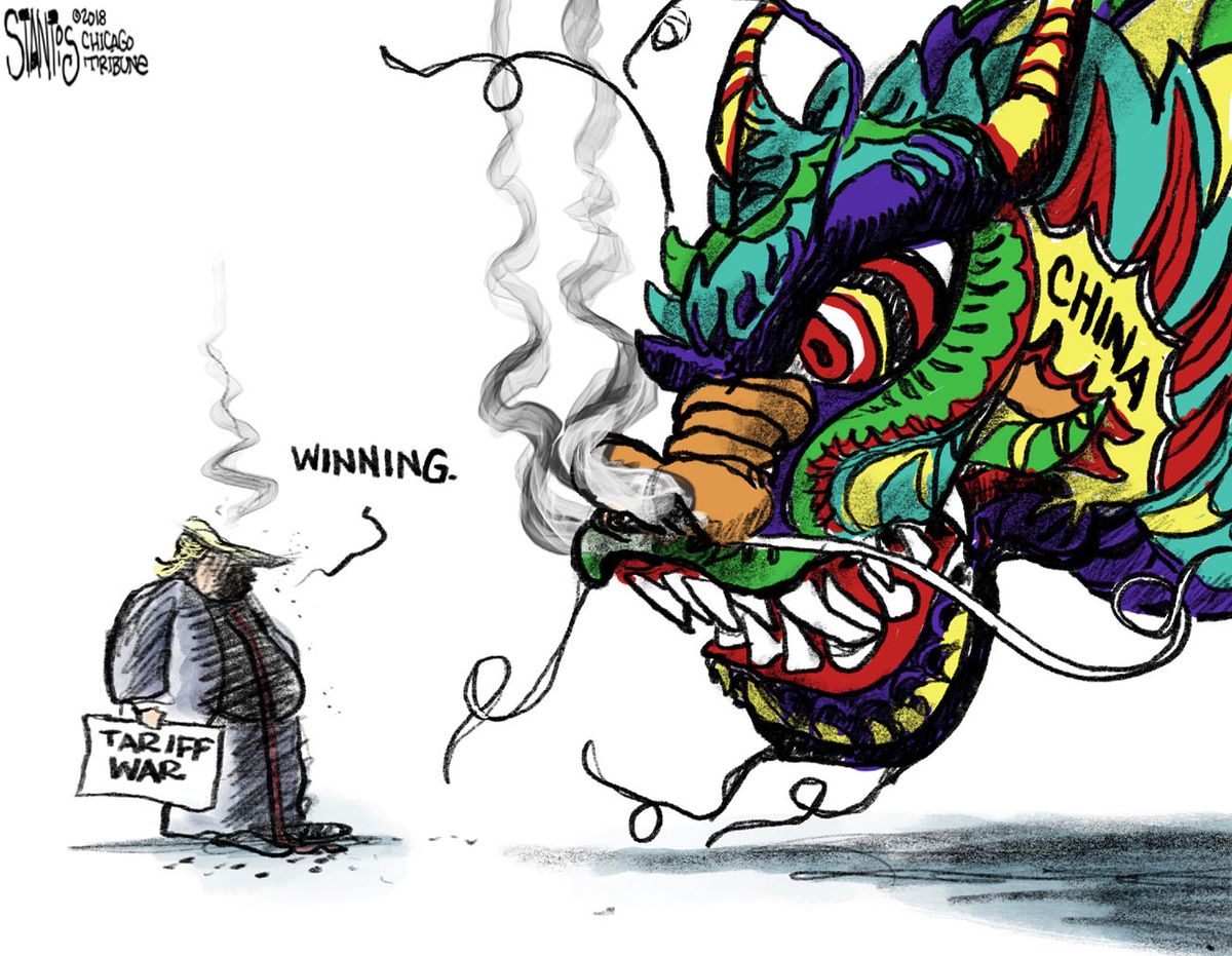 Political cartoon U.S. Trump China trade war tariffs | The Week