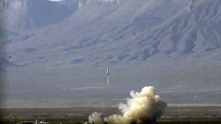 A Blue Origin New Shepard rocket lifts off with the NS-28 crew, including the 100th women to fly into space, from the company's West Texas launch site on Friday, Nov. 22, 2024.