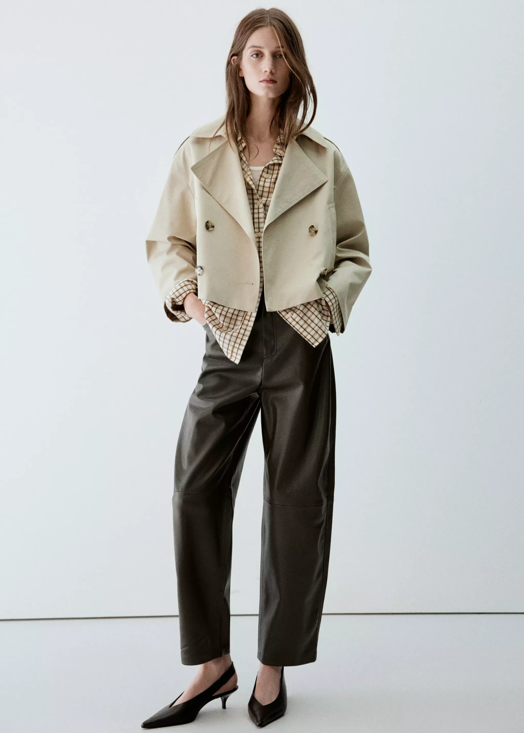 Balloon Trousers in Faux Leather - Women | Mango Usa