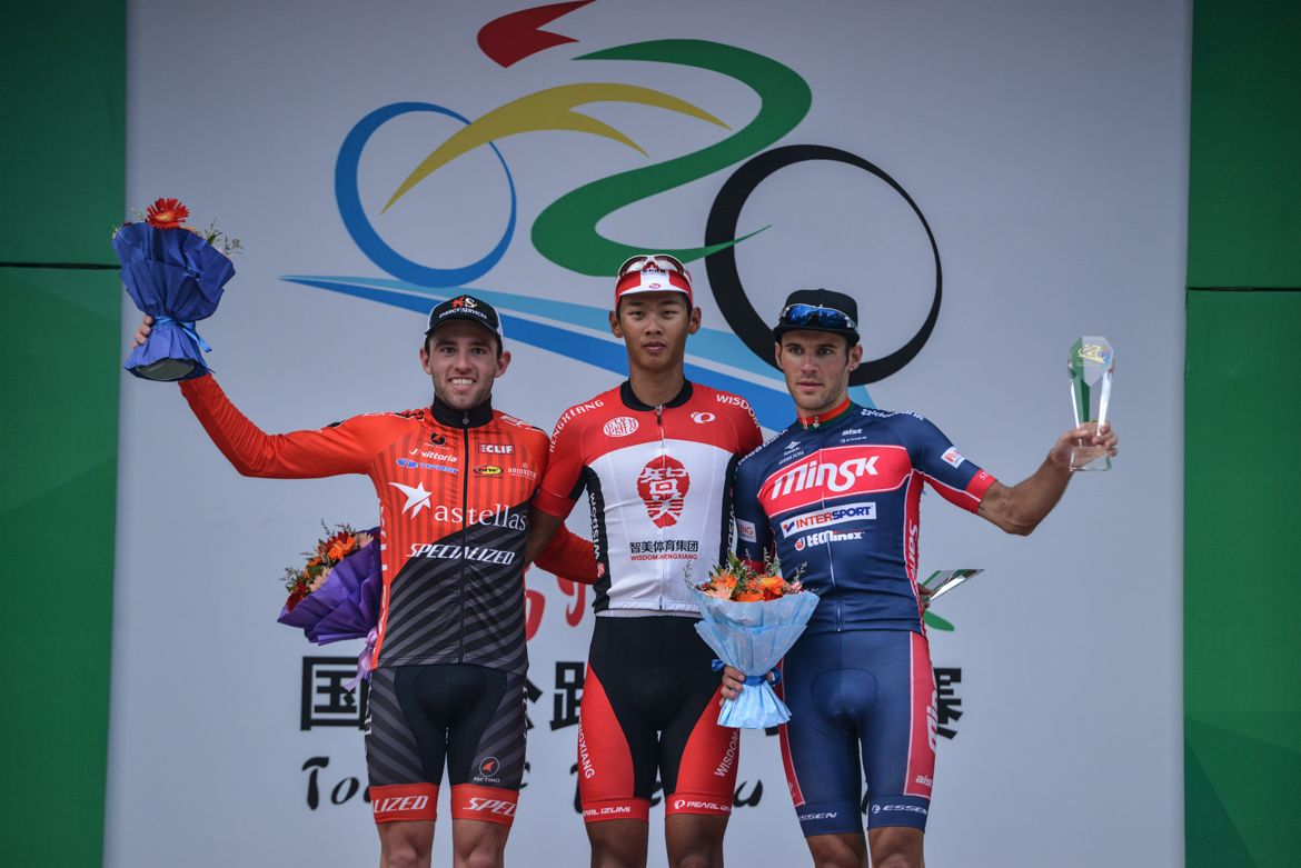 The stage 3 podium at Tour of Fuzhou