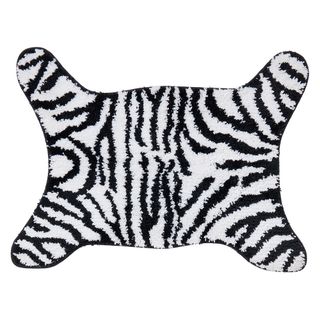 bath mat with black and white zebra stripes