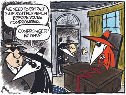 Political Cartoon U.S. Trump Russia Kremlin Spy vs Spy
