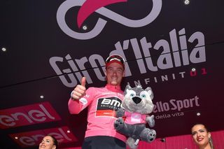 Rohan Dennis on the Giro podium after stage 4