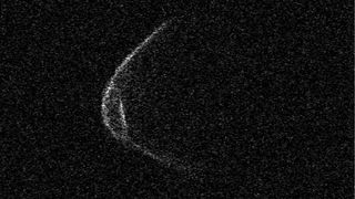 The Arecibo Observatory in Puerto Rico captured this radar image of the big asteroid 1998 OR2 on April 17, 2020. The asteroid will fly by Earth at a distance of 3.9 million miles (6.3 million kilometers) on April 29.