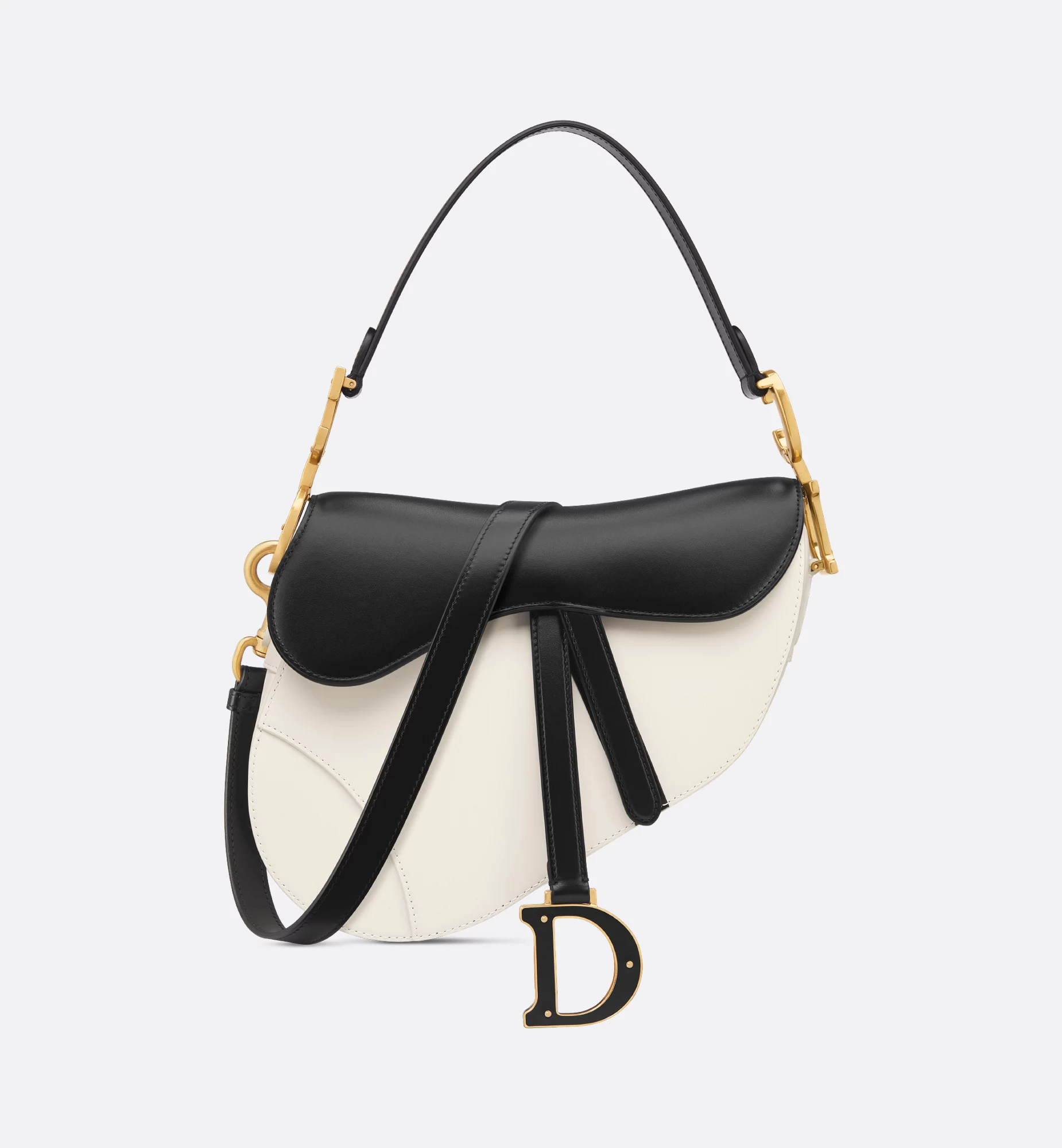 a dior black and white saddle bag