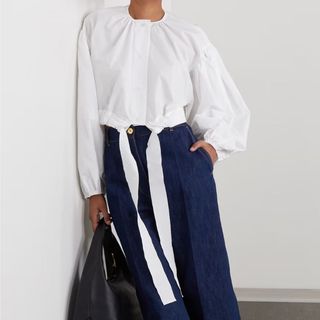 Patou cropped white shirt with tie waist