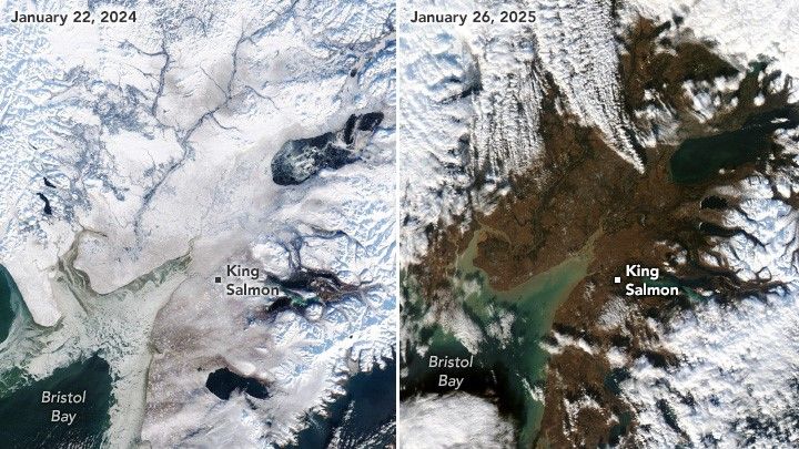 NASA satellite image showing melt in Alaska.