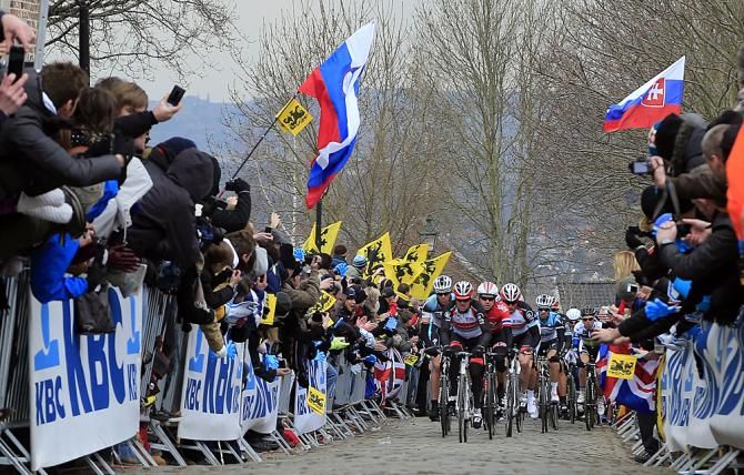 Huge crowds lined the course to watch the Tour of Flanders