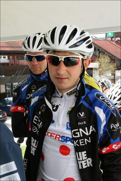 Sergey Firsanov (Team Designa Kokken - Blue Water) wears the mountains jersey for stage 2.
