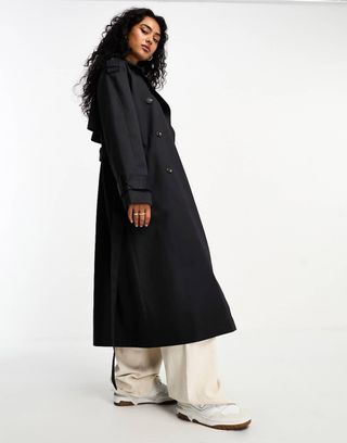 Asos Design Longline Trench Coat in Black