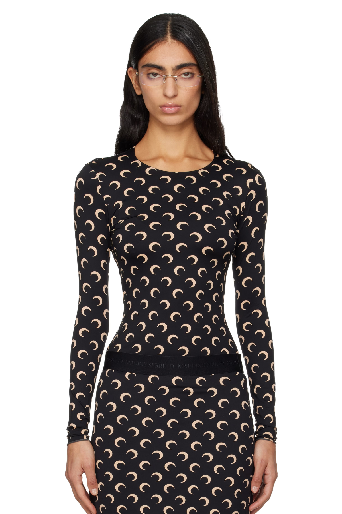 Marine Serre, Black Recycled Moon Jersey Second Skin T-Shirt