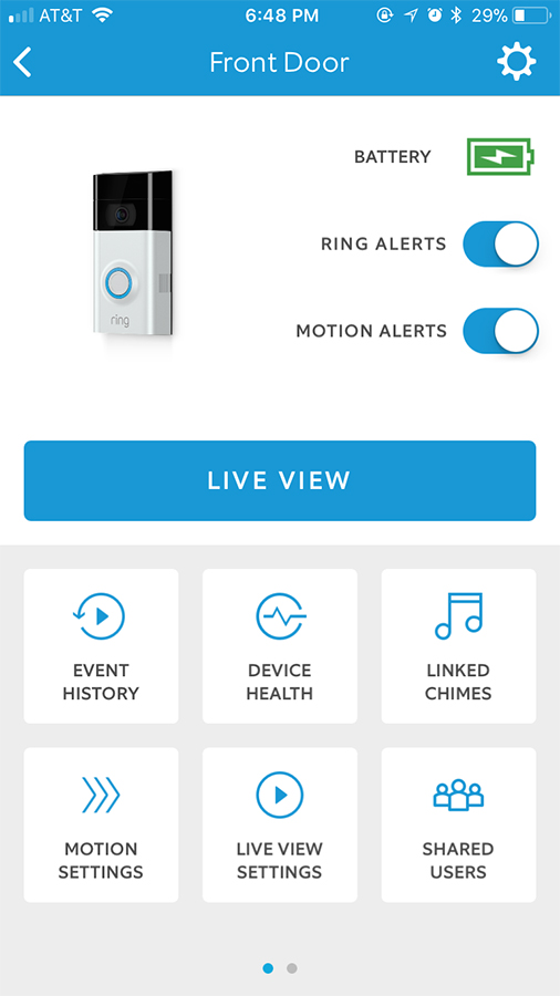 To see a live view without having received an alert first, you have to tap the doorbell name, then the Live View button.