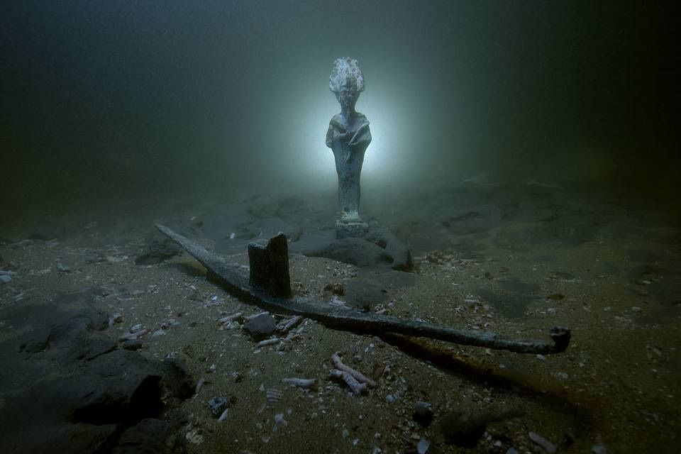 Divers have discovered the remains of three Roman-era shipwrecks, along with a votive bark likely dedicated to the god Osiris, off the coast of Alexandria, Egypt.